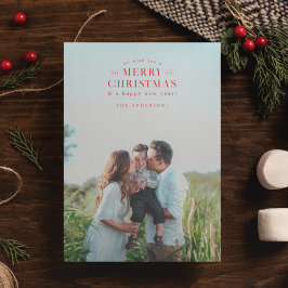 Red Holiday Kariert Foto Weihnachtskarte Feiertagskarte