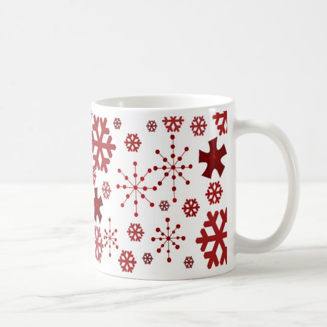 Red Holiday Snowflakdesign Kaffeetasse (Rechts)