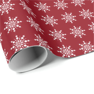 Red Holiday Snowflakes Frohe Weihnachten Geschenkpapier