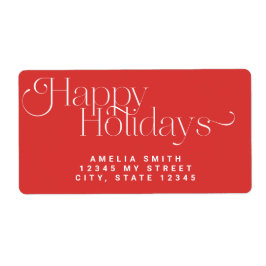 Red Holidays Address Label