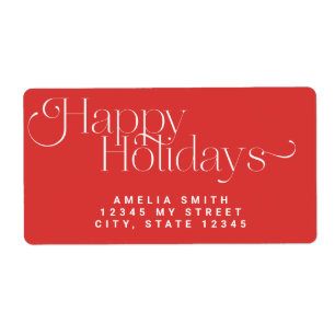 Red Holidays Address Label