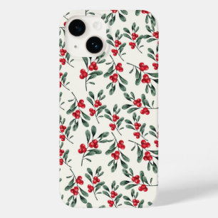 Red Holly beries Green mistletoe Blätter Case-Mate iPhone 14 Hülle