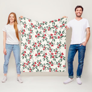 Red Holly beries Green mistletoe Blätter Fleecedecke