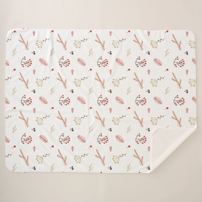 Red Holly Berry Holiday Sherpadecke (Vorderseite (Horizontal))