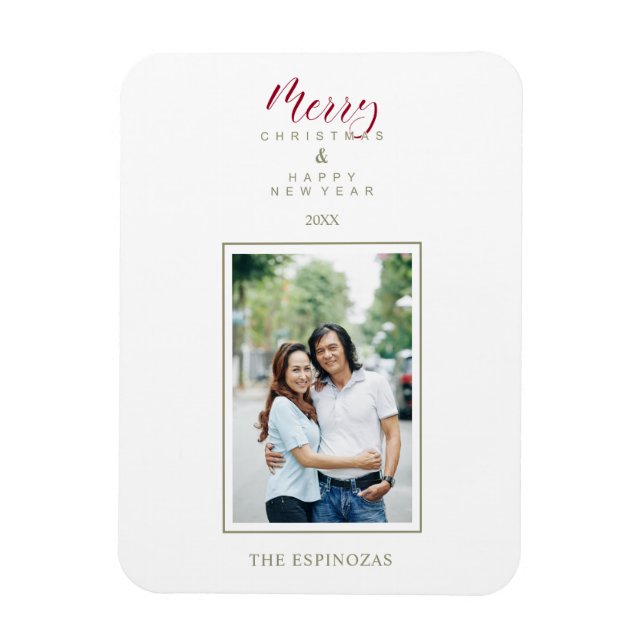 Red Holly Minimalistisch Chic Weihnachtsfamilie Magnet (Vertikal)