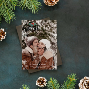 Red Holly Snowflakes Big Foto Weihnachten Hochzeit Save The Date