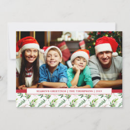 Red Holly Watercolor Frohe Weihnachtsfamilie Foto Feiertagskarte