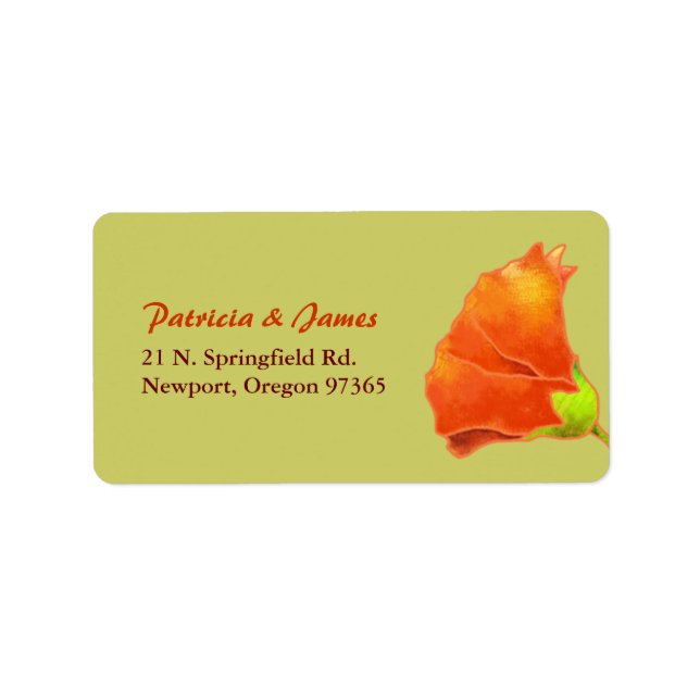 Red Hollyhock Simple Wedding Address Adressaufkleber (Vorne)