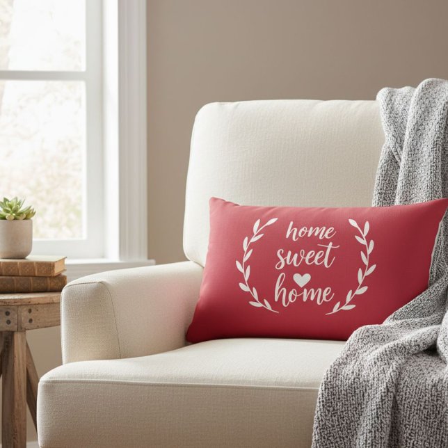 Red Home Sweet Home Heart Wreath Lumbar Pillow Lendenkissen (Von Creator hochgeladen)
