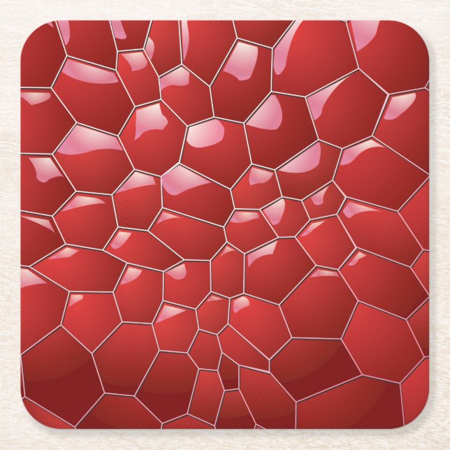 Red Honeycombs Square Paper Untersetzer (Vorderseite)