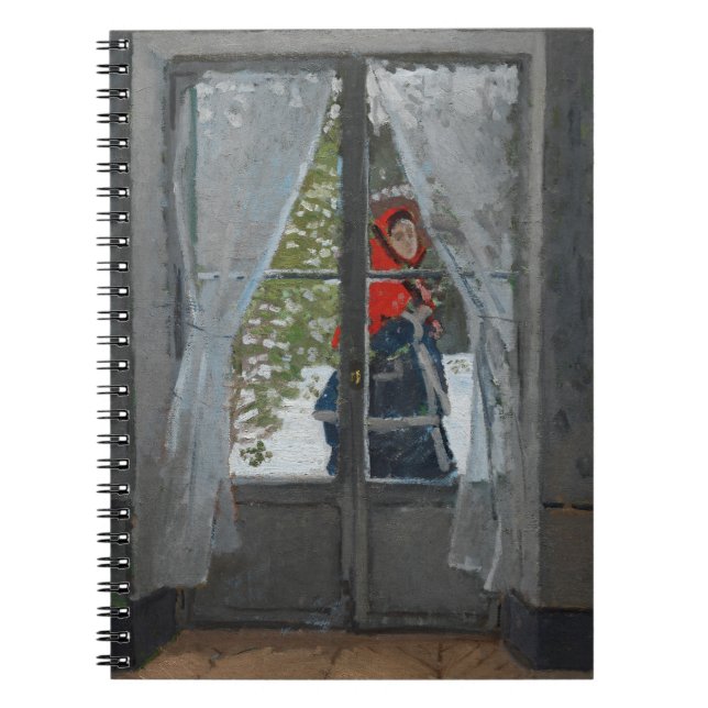Red Hood Winter Window Impressionist Notebook Notizblock (Vorderseite)