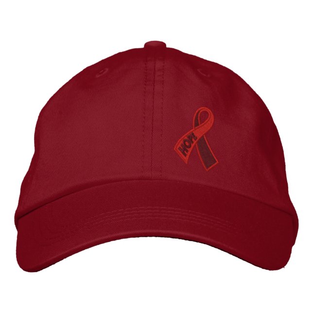 Red Hope AIDS Ribbon Bewusstsein Bestickte Kappe (Vorderseite)