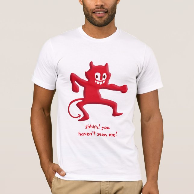Red Horned Devil Imp mit gepunktetem Schwanz T-Shirt (Vorderseite)