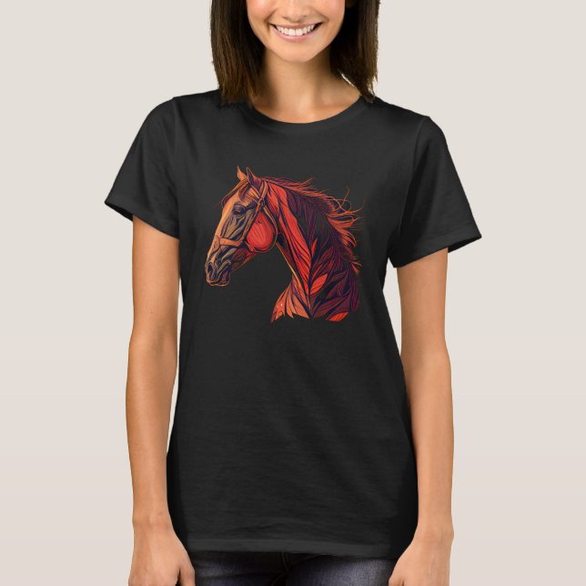 Red Horse  Horseback Riding Equestrian Cowgirl Fun T-Shirt (Vorderseite)