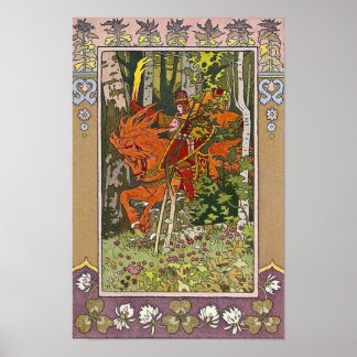 Red Horseman Russian Fairy Tale Print Poster