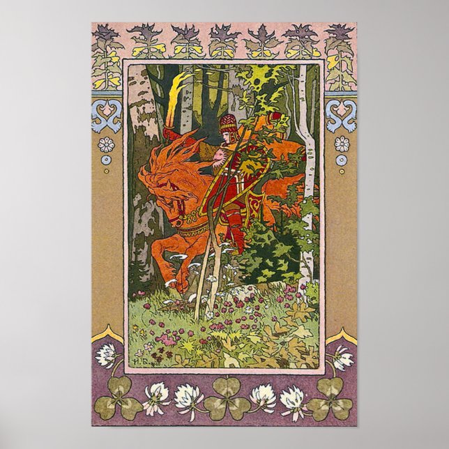Red Horseman Russian Fairy Tale Print Poster (Vorne)