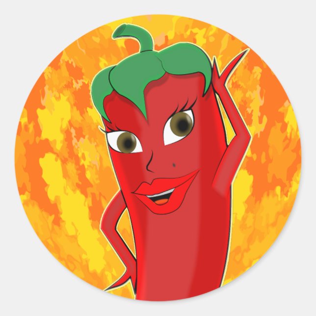 Red Hot Chili Pepper Diva Runder Aufkleber (Vorderseite)