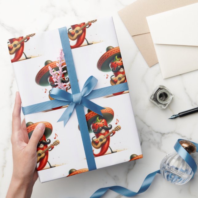 Red Hot Chili Pepper Gitarre spielen Geschenkpapier (Schenken)
