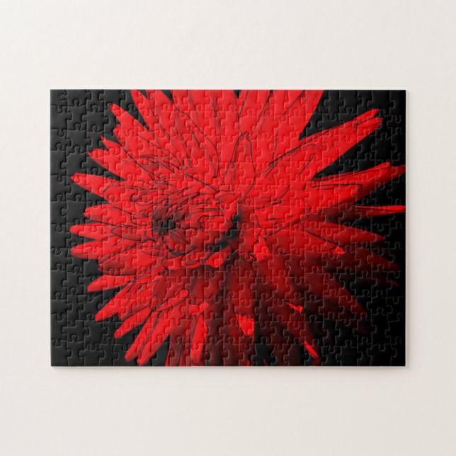Red Hot Dahlia Blume Abstrakte Kunst Puzzle (Horizontal)