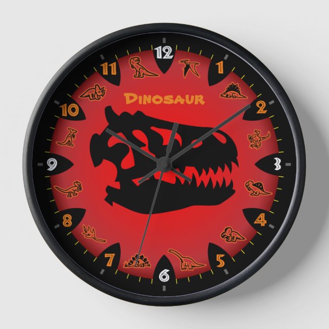 Red Hot Dinosaurier Wall Clock Uhr (Vorderseite)