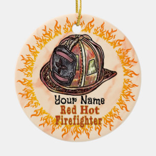Red Hot Firefighter-Ornament Keramik Ornament