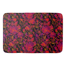 Red hot floral pattern badematte