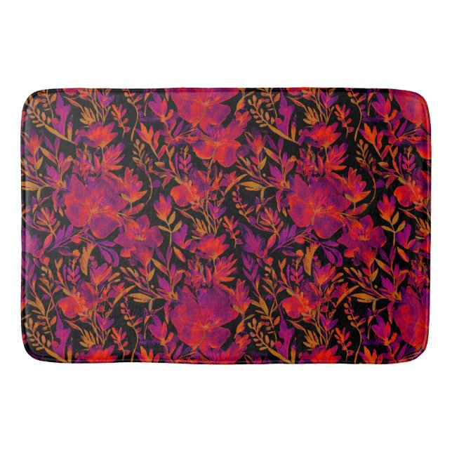 Red hot floral pattern badematte (Vorderseite)