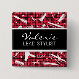Red Hot Glam Hair Salon Name Abzeichen Button