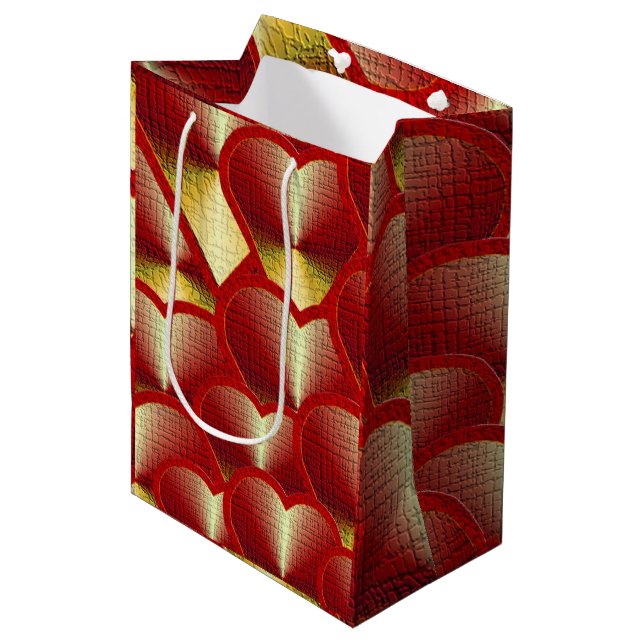 Red Hot Hearts Mittlere Geschenktüte (Vorderseite Schrägansicht)