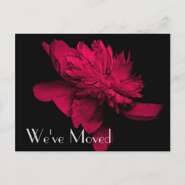 Red Hot Peony New Address Floral Art Postkarte (Vorderseite)