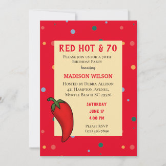 Red Hot Pepper 70. Geburtstagsparty Einladung