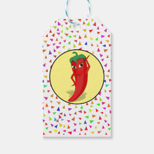 Red Hot Pepper Diva Confetti Muster Geschenkanhänger