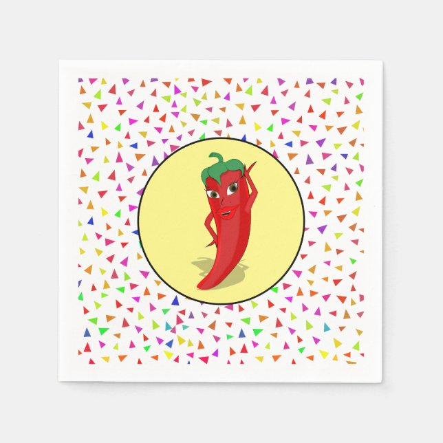 Red Hot Pepper Diva Confetti Muster Serviette (Vorderseite)