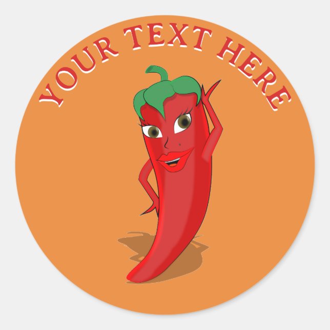 Red Hot Pepper Diva Editable Text Runder Aufkleber (Vorderseite)