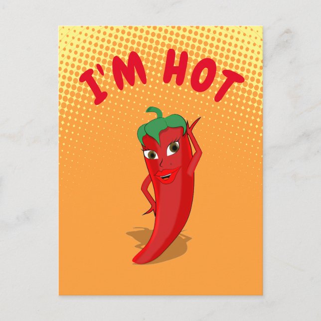 Red Hot Pepper Diva Gradient Postkarte (Vorderseite)