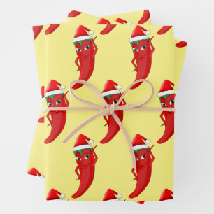 Red Hot Pepper Diva mit Santas-Hut Geschenkpapier Set