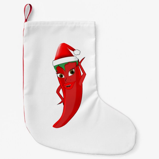 Red Hot Pepper Diva mit Santas-Hut Kleiner Weihnachtsstrumpf (Vorderseite)