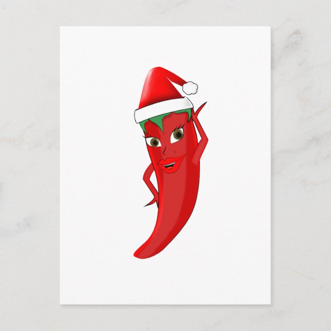 Red Hot Pepper Diva mit Santas-Hut Postkarte (Vorderseite)