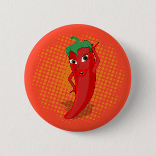 Red Hot Pepper Diva Orange Dot Button