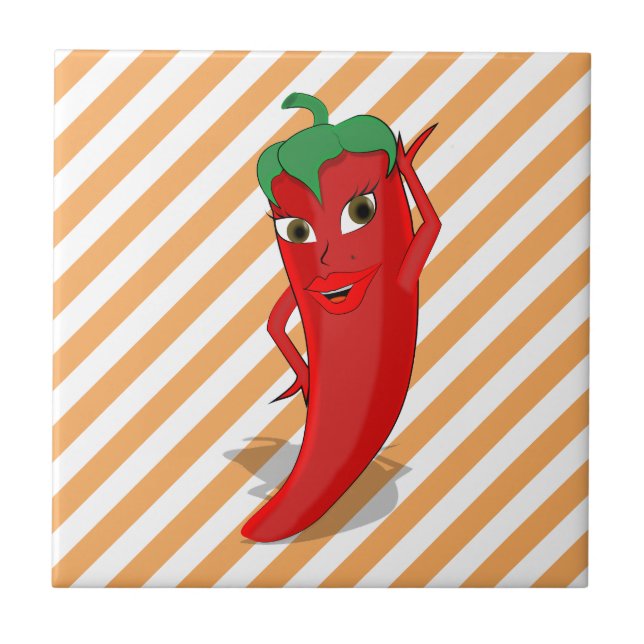 Red Hot Pepper Diva Orange Streifen Fliese (Vorderseite)