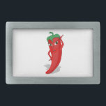 Red Hot Pepper Diva Rechteckige Gürtelschnalle<br><div class="desc">Ein roter und scharfer Pfefferkarikaturencharakter. Originelles Design. Gurtschnallen nach Maß. Geschenkidee.</div>