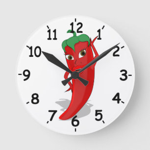 Red Hot Pepper Diva Runde Wanduhr