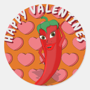 Red Hot Pepper Diva Valentines Runder Aufkleber