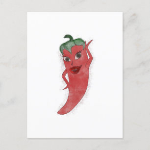 Red Hot Pepper Diva Wasserfarbe Custom Postkarte