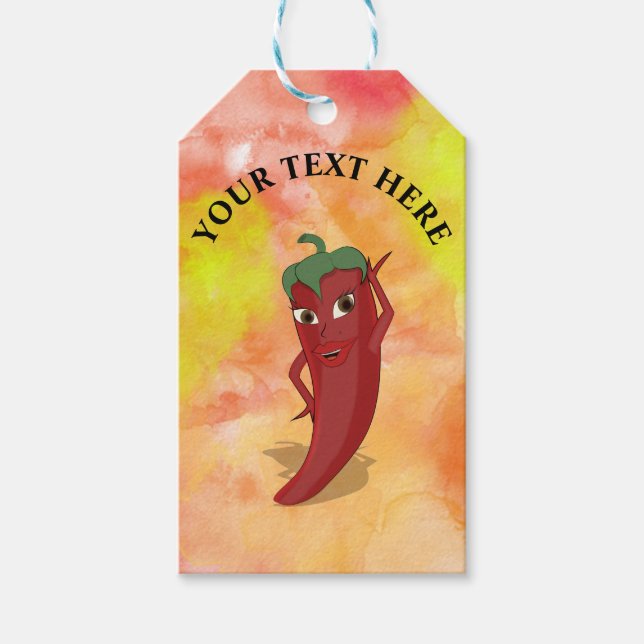 Red Hot Pepper Diva Wasserfarbe Geschenkanhänger (Vorderseite)