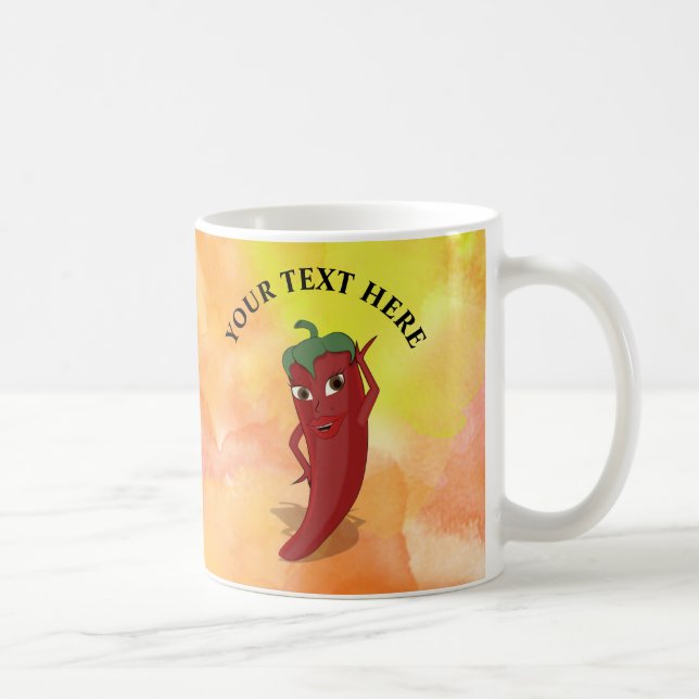 Red Hot Pepper Diva Wasserfarbe Kaffeetasse (Rechts)