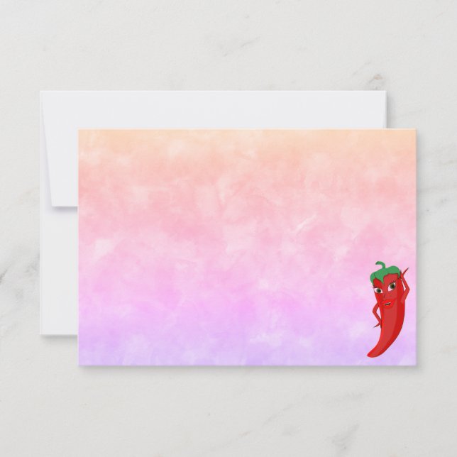 Red Hot Pepper Diva Watercolor Custom Blank Mitteilungskarte (Vorderseite)