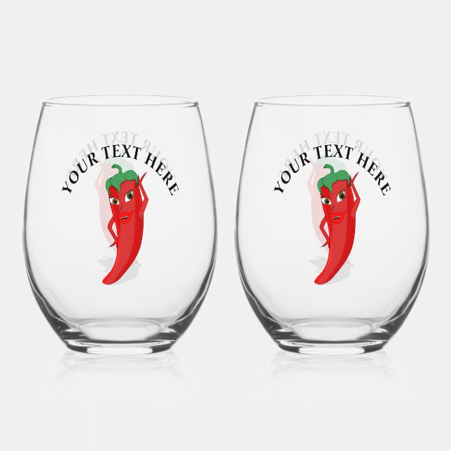 Red Hot Pepper Diva Weinglas Ohne Stiel (Rückseite)