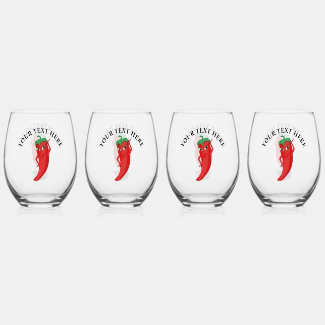 Red Hot Pepper Diva Weinglas Ohne Stiel (Hinten)