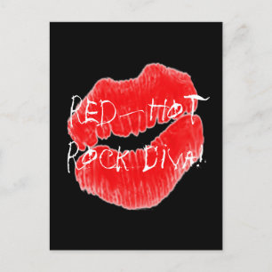 Red Hot Rock Diva Lippen IV Postkarte